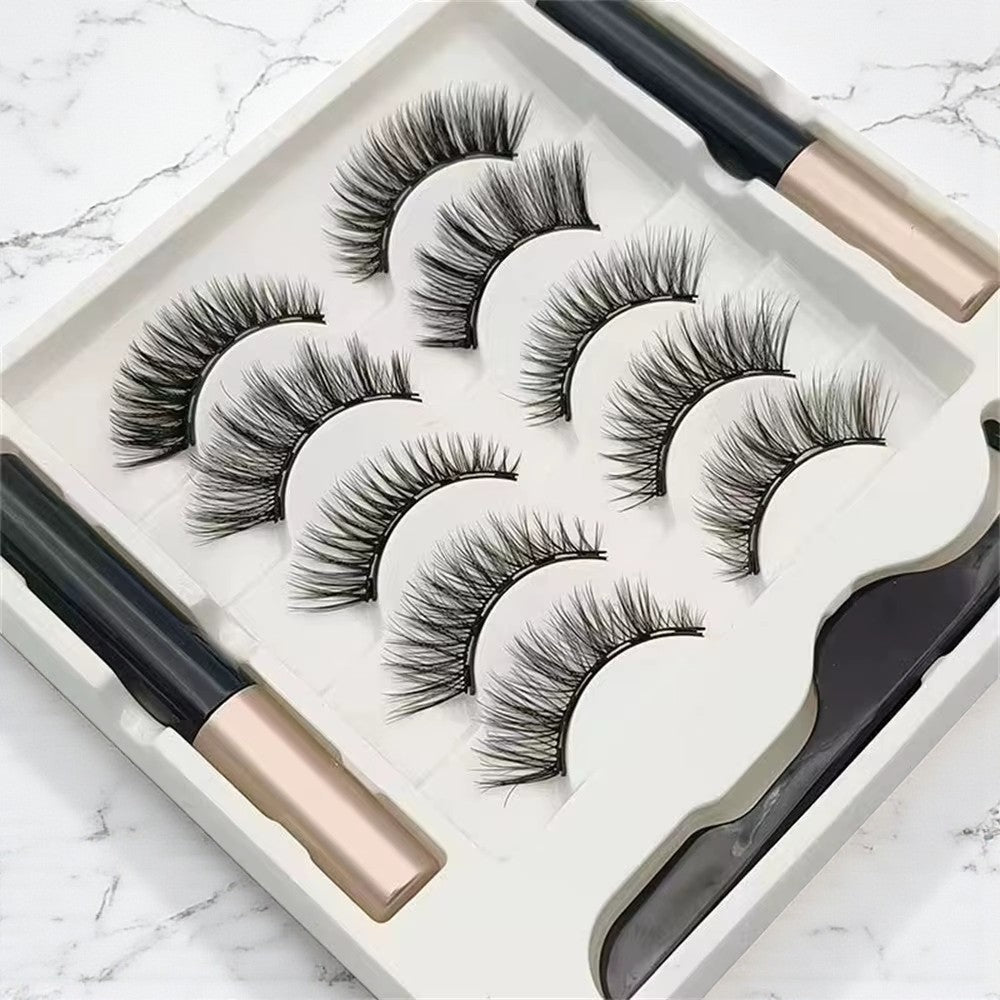 Magnetic Eyelashes Kit – 5 Pairs with Eyeliner & Tweezers