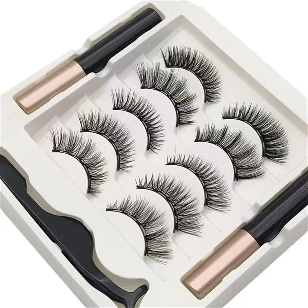 Magnetic Eyelashes Kit – 5 Pairs with Eyeliner & Tweezers