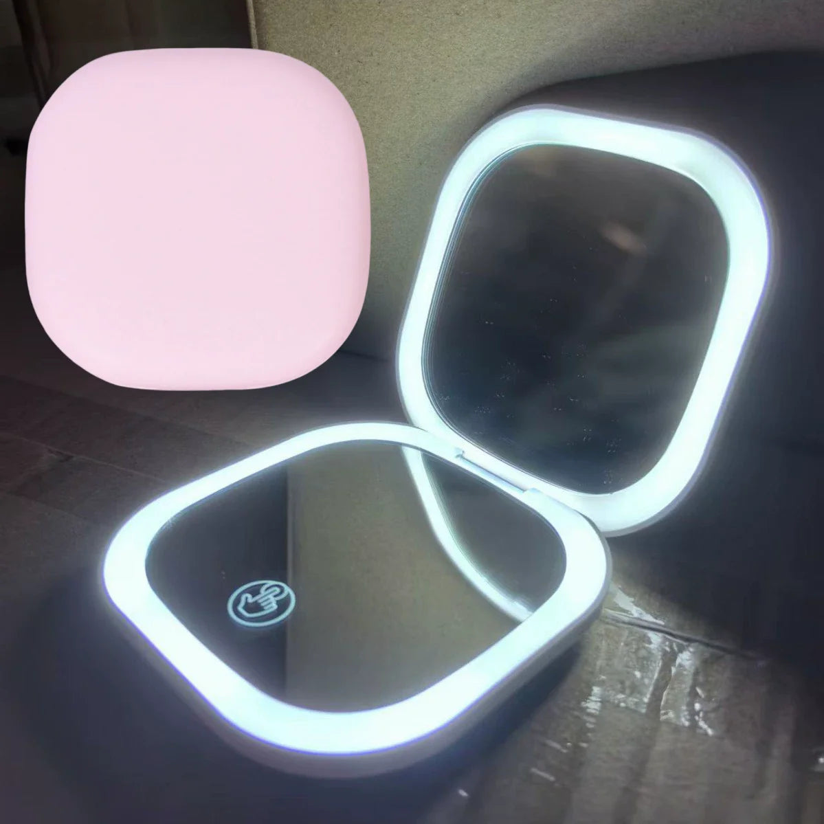 Handheld Folding Makeup Mirror with LED Light